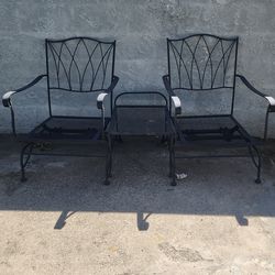 Metal chairs and small table patio set