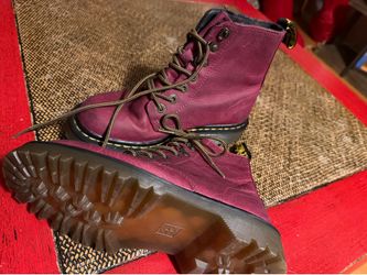 Vintage Dr. Martens 1460 Pascal Burgundy Cherry Red Floral Lined Combat Boots Women’s US 5 EU 36