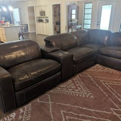 Leather Sectional 3 Recliners