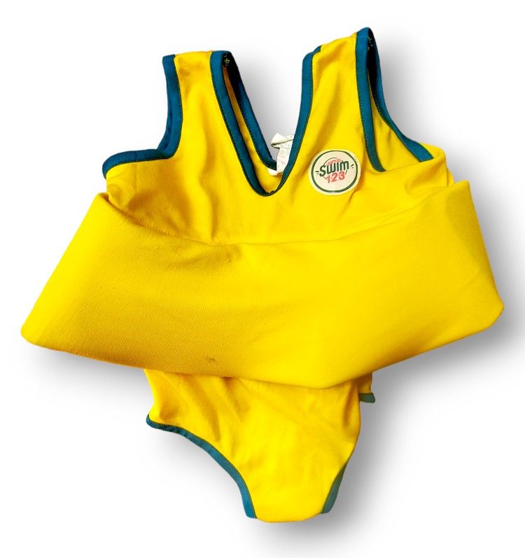 Learn To Swim 123 Baby Flotation Device Vest Inflatable Tire Tube Yellow
