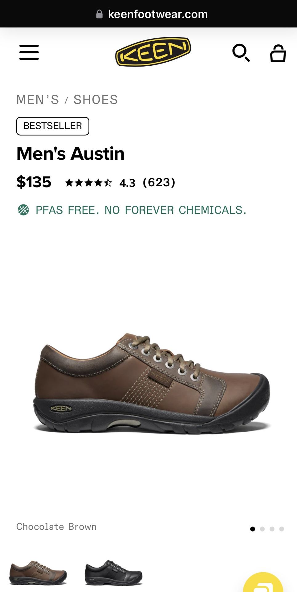 KEEN Austin Distressed Brown Hiking Shoes Men’s 8.5