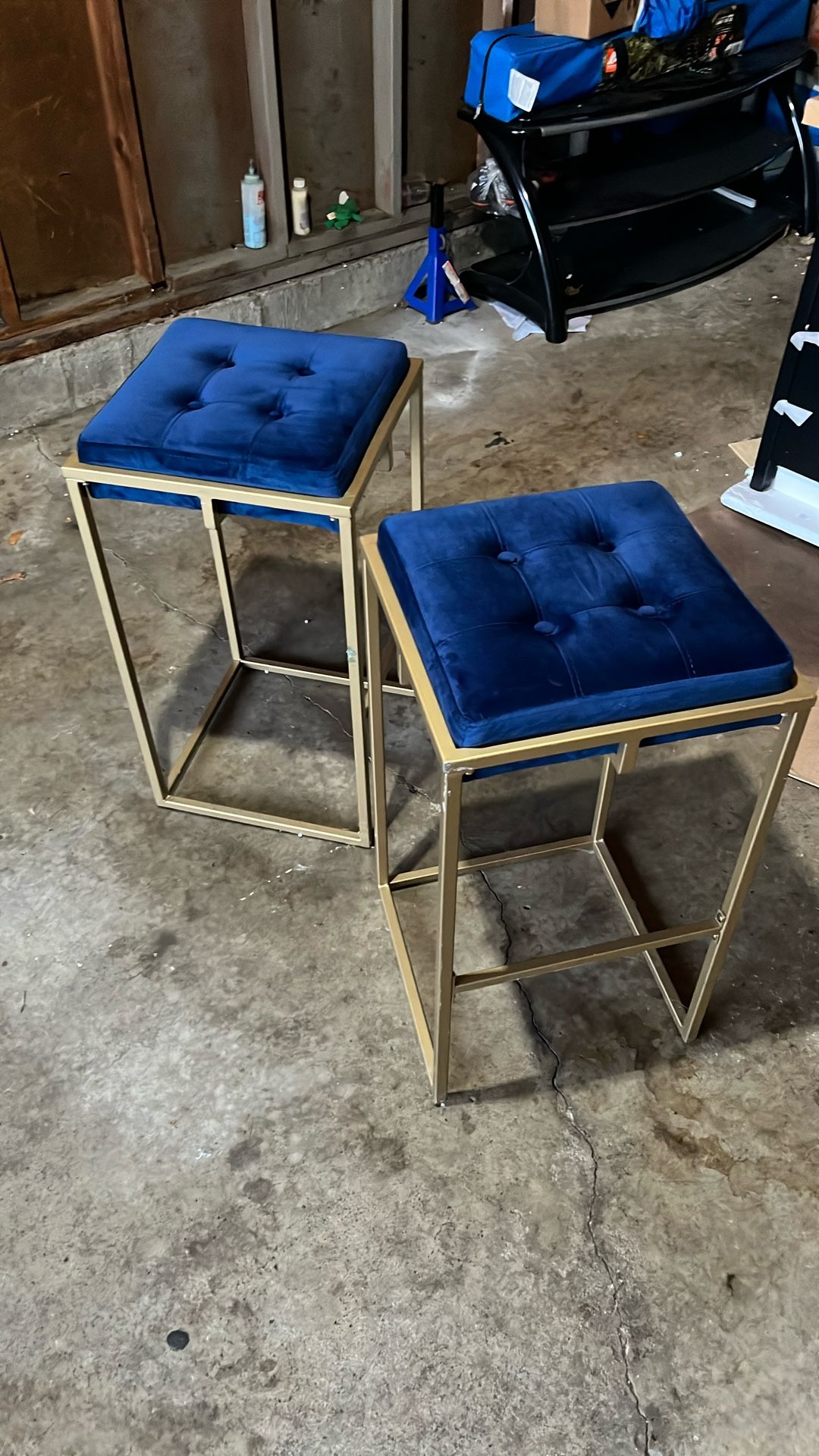 Blue Suede Bar Stools