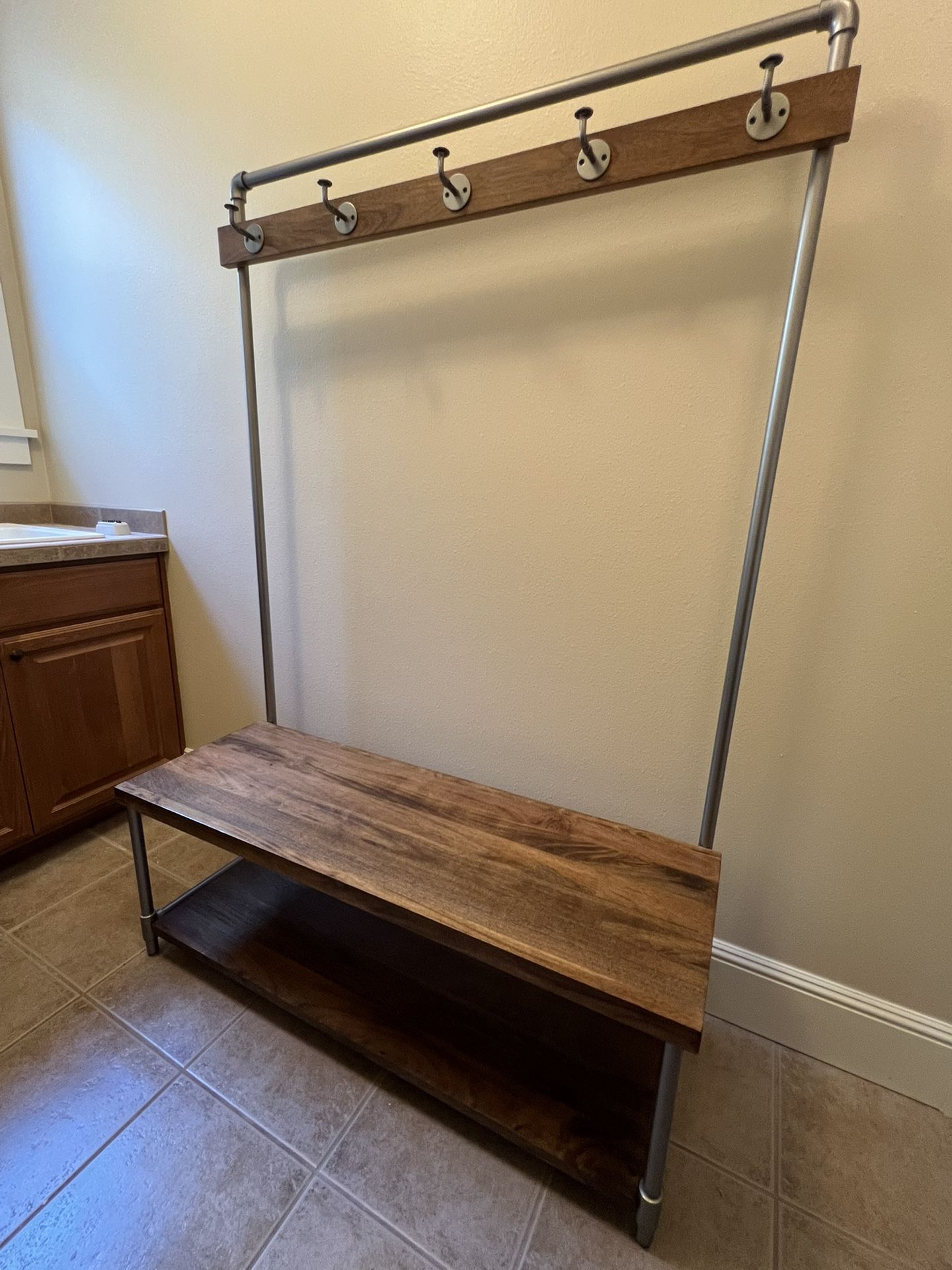West Elm Coat Rack Bench Entry Storage Hall Tree