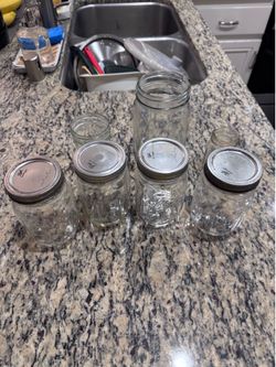 4 Ball 12 oz+ Glass Mason Jars with Lids + Extra Jars