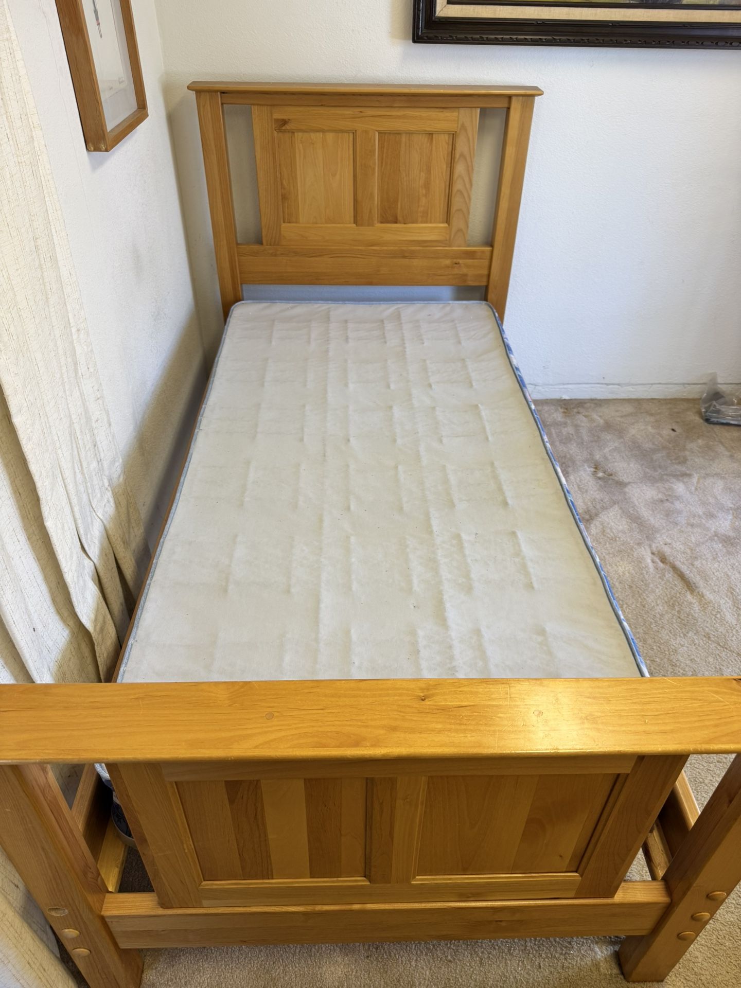 Solid wood individual bedframe with mattress $100 Also have mattress sold seperatly