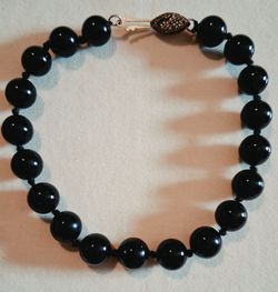 Black onyx bracelet with sterling silver