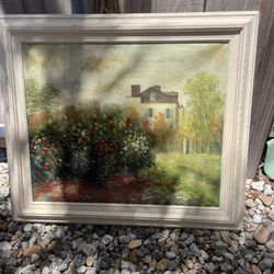 Framed Oil Painting On Canvas, Village Landscape, 30” x 26”