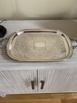 Silver Plated Tray With Handles And Legs