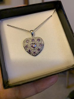 Heart Shaped Amethyst Necklace (New In Box)