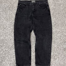 Black straight denim jeans