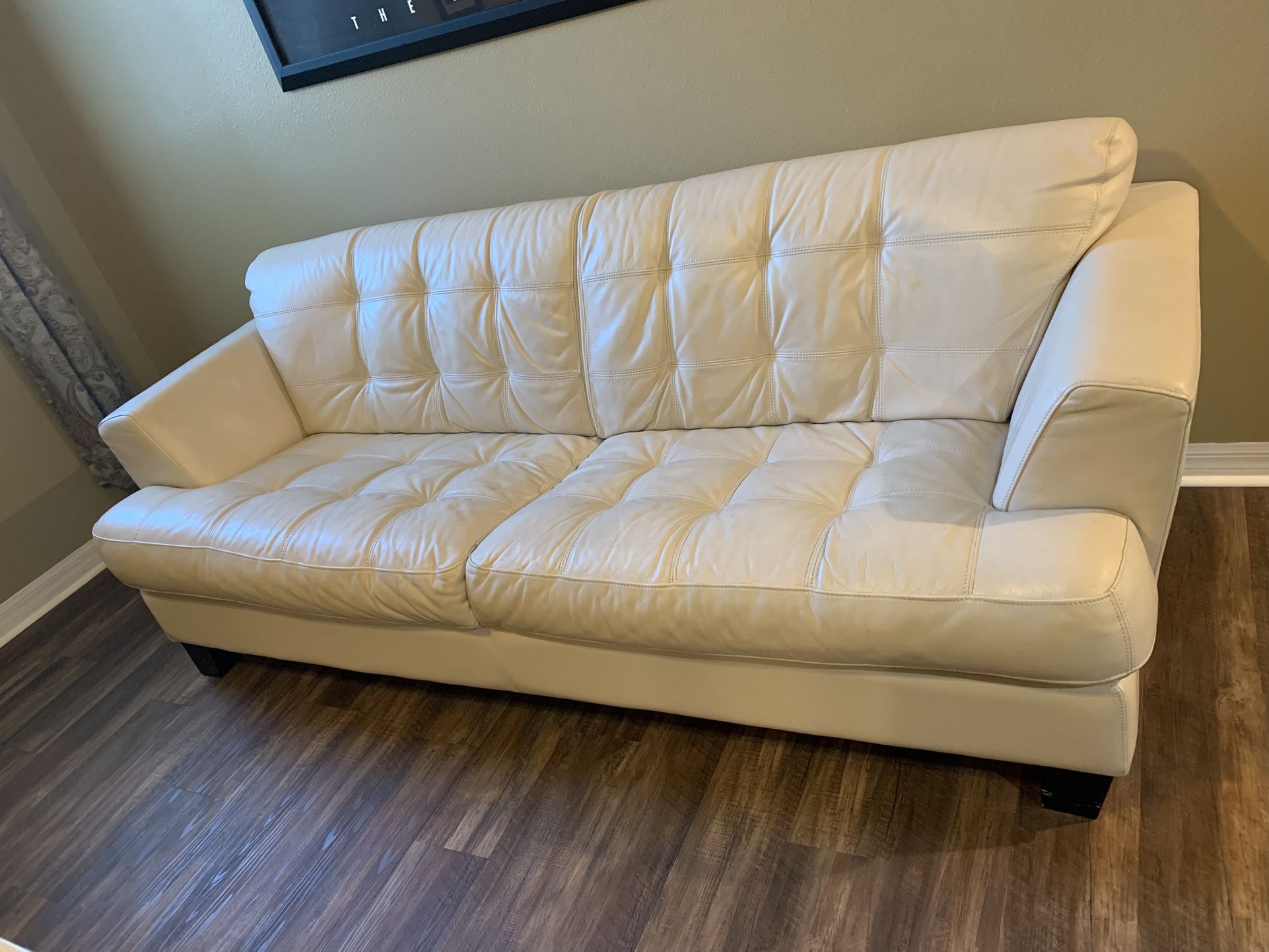 Cream Leather Sofa