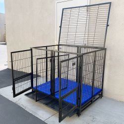 New in Box $280 Large 49” Heavy-Duty Folding Dog Crate 49x38x43” Double-Door Cage Kennel w/ Divider