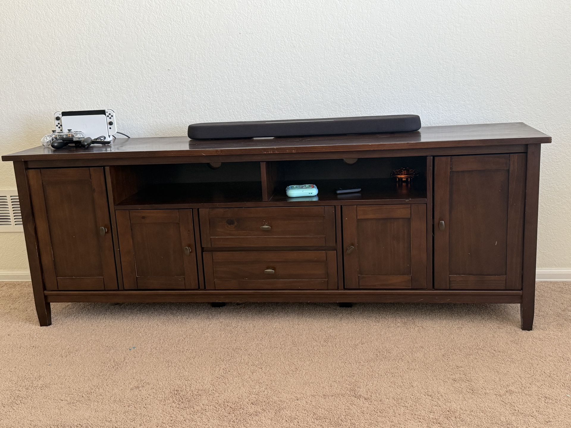 Solid Wood 72” TV Media Stand 