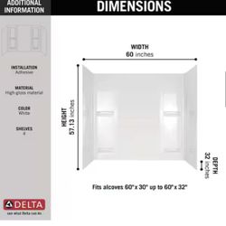 Bathtub Wall 60x30 Delta