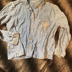 Christopher Banks Lightweight Embroidered Jean Jacket Size. L