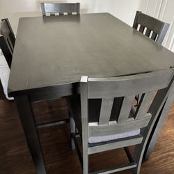 Counter Height Dining Table + 4 Chairs - Modern Gray