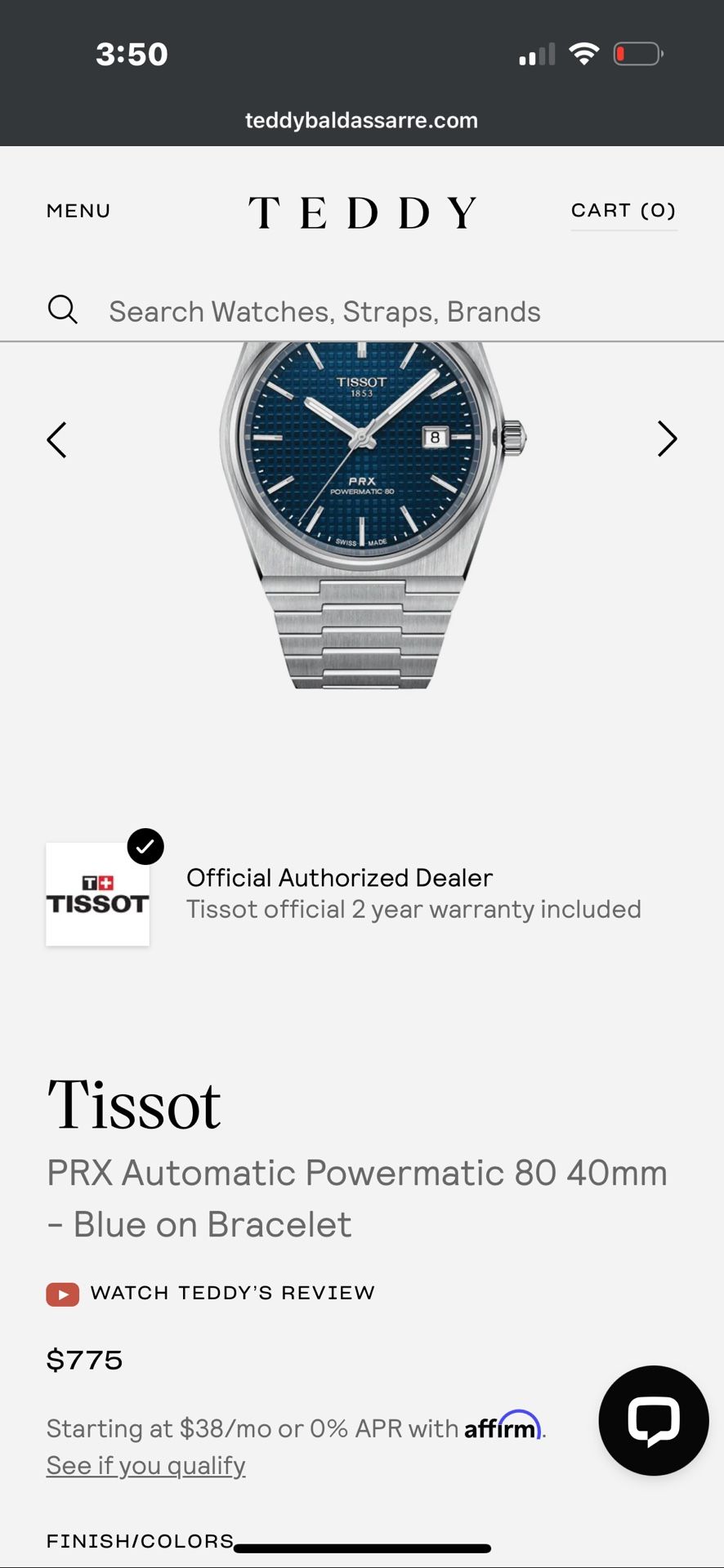 Tissot PRX Powermatic 80 1853 with Blue All Natural Italian Leather.