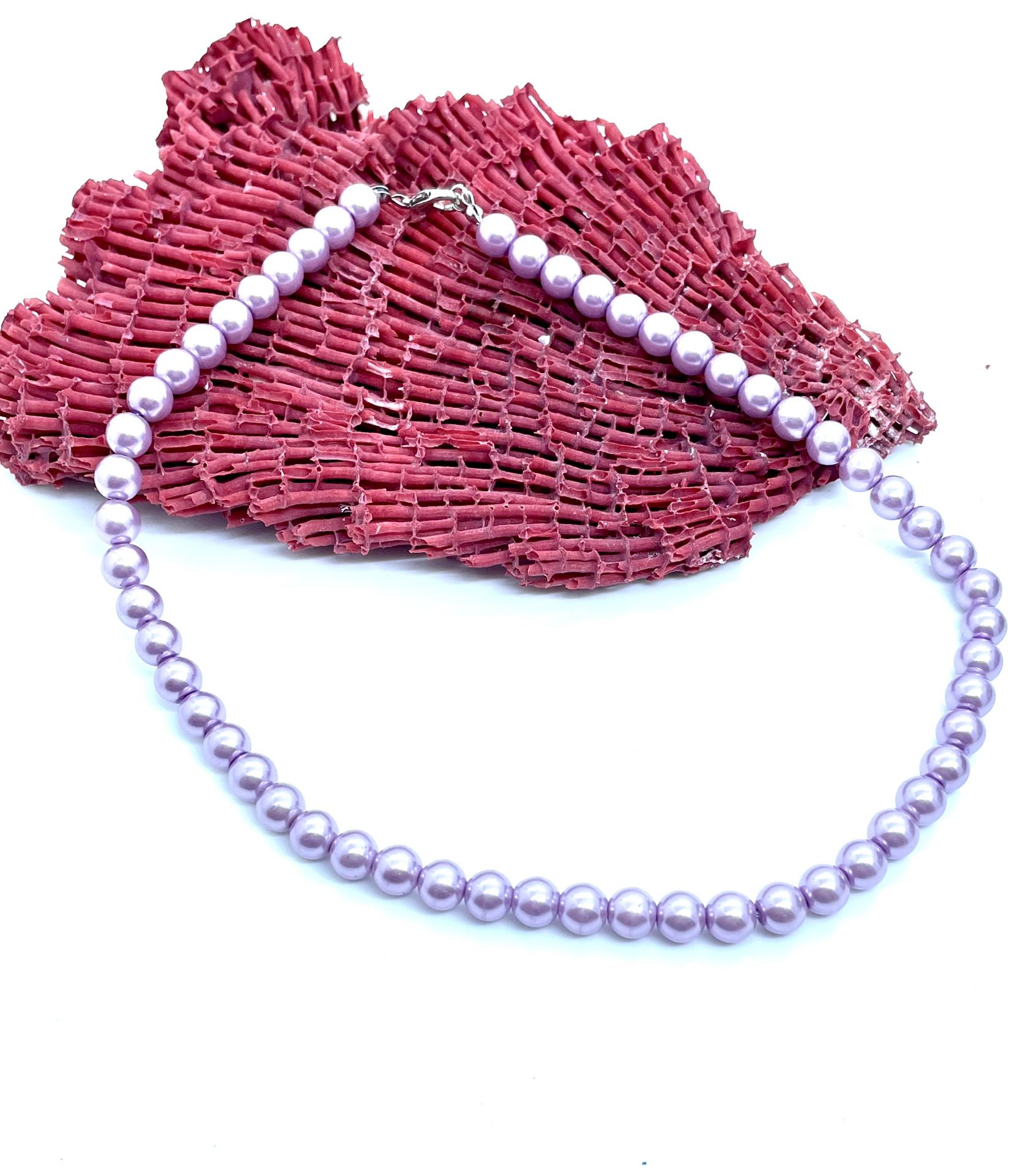 Strand Of Lustrous Lavender Faux Pearls