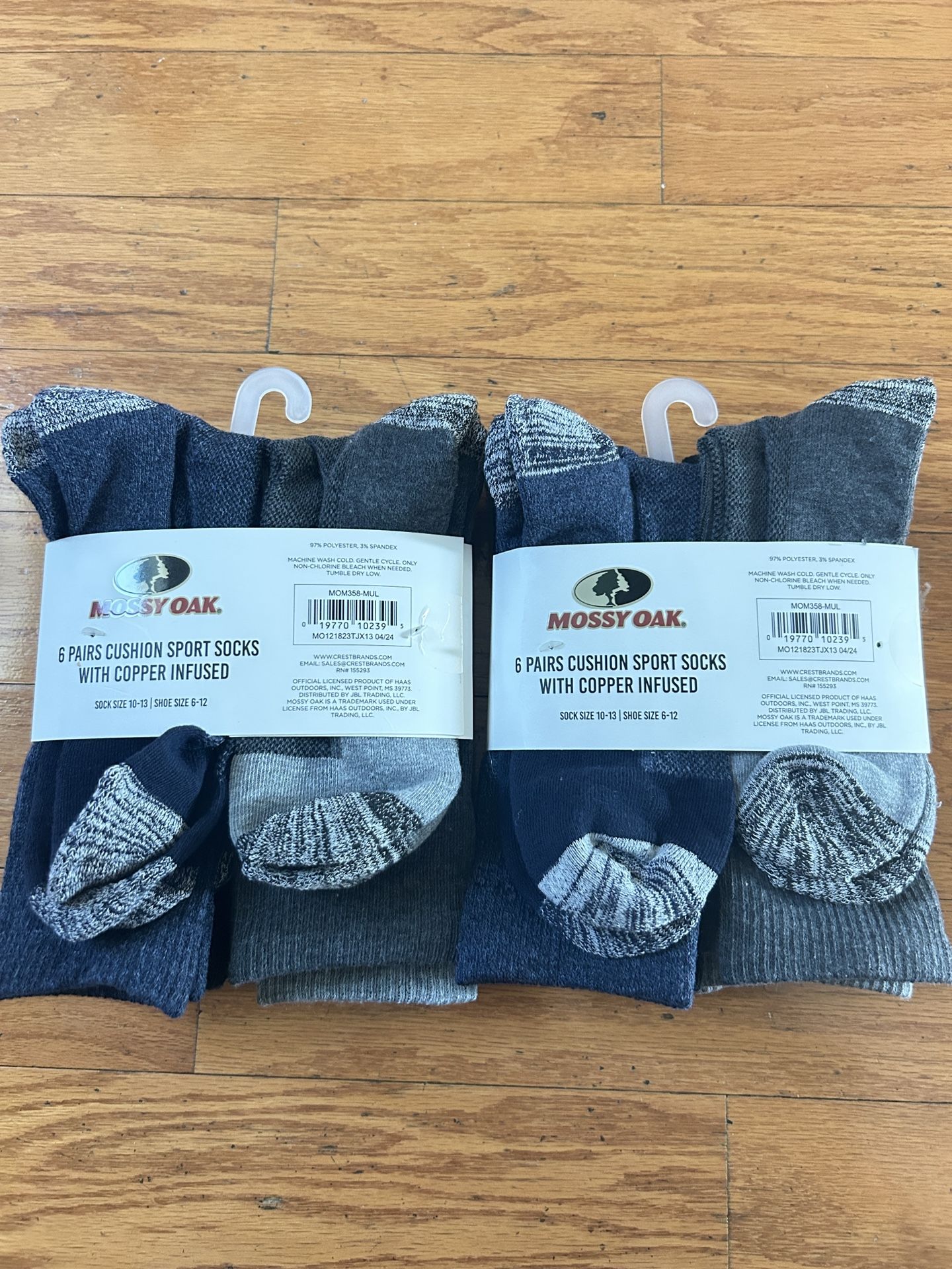 Near Mossy Oak Men's copper infused Cushion crew sport socks 12 pairs