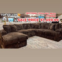 Sectional With Pull Out Bed & Storage 