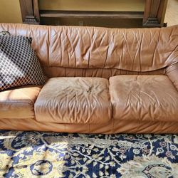 Brown Leather Sofa And Love Seat 