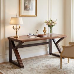 Hygge 63" Modern Solid Wood Writing Desk with Thick Top