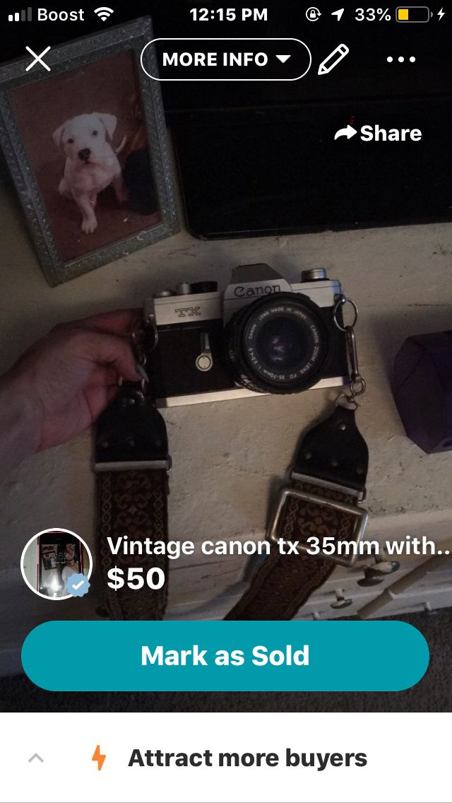 Vintage canon tx 35mm with canon 35-70mm lenses and camera strap