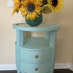 Table With Glass Top - Two Drawers 