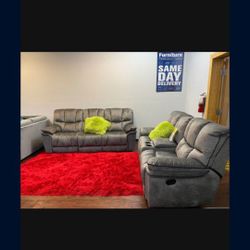 Barcelona Gray Fabric Reclining Sofa/Loveseat Sets---$1299---Unreal Pricing!!!---No Credit Needed Financing Available 