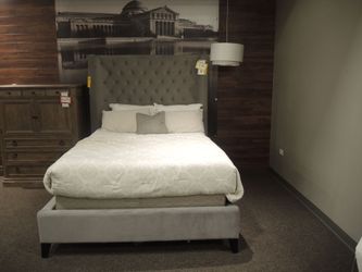 JGW Upholstered Beds Queen Upholstered Bed - Gray | Headboard