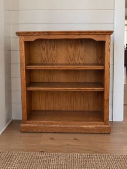 Solid Oak Wood 3-Shelf Bookcase