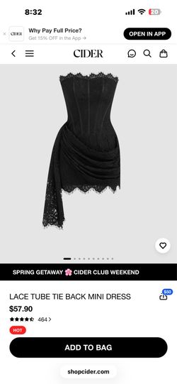 Cider LACE TUBE TIE BACK MINI DRESS