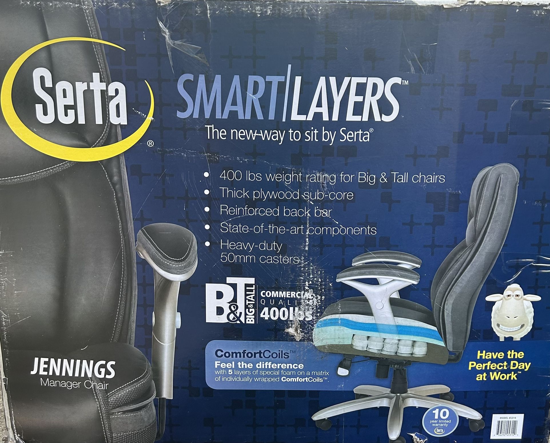 Serta Smart Layers Jennings Super Task Big and Tall Chair, Black/Slate.