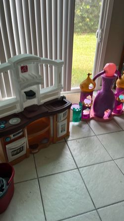 Kids, kitchen and dollhouse