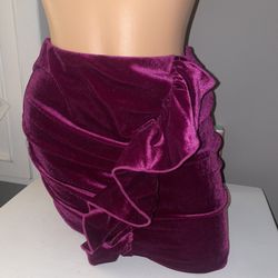 Ruffle /Rouched Velvet Skirt