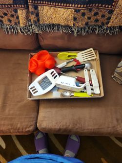 Box Of Assorted Kitchen Utensils