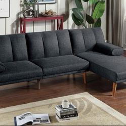 Brand New Black Futon Sofa Sleeper With Chase Lounge 