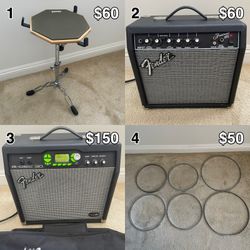 Musical instruments and related items, details and prices in description