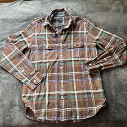 Brown Plaid button-up shirt 