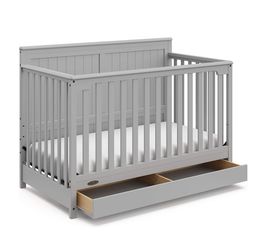 Graco Crib Bed 5-in-1 Convertible Crib with 2 Drawers & Mattress, Full-Size Nursery. Converts to Toddler Bed, Daybed & Full-Size Bed