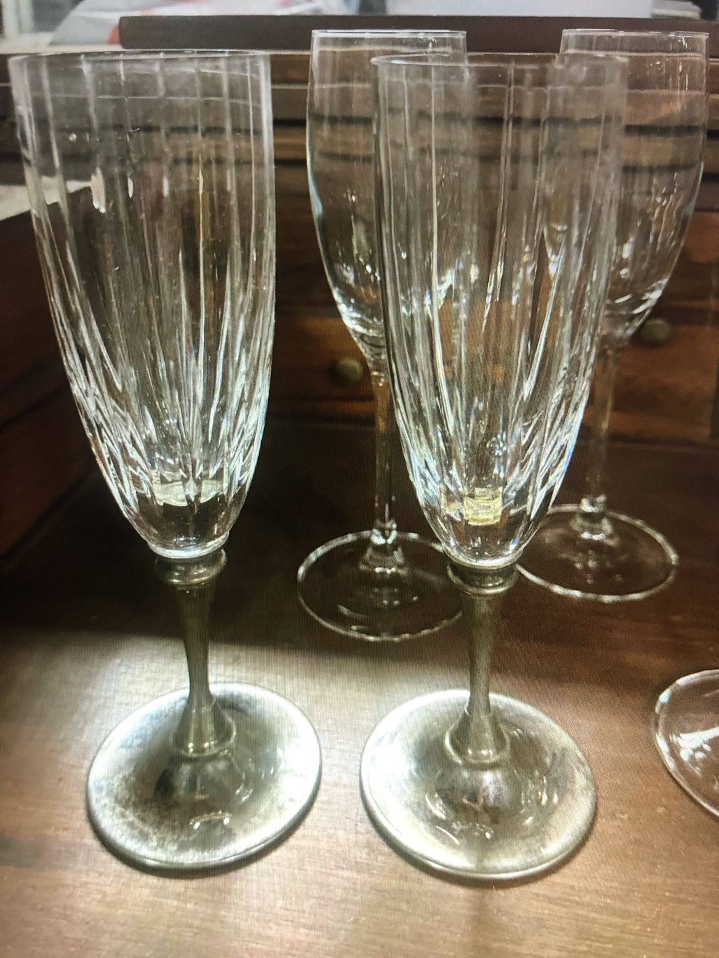Vintage EVERYTHING 5$ Glass Crystal Champagne Cup Dishes Bundle