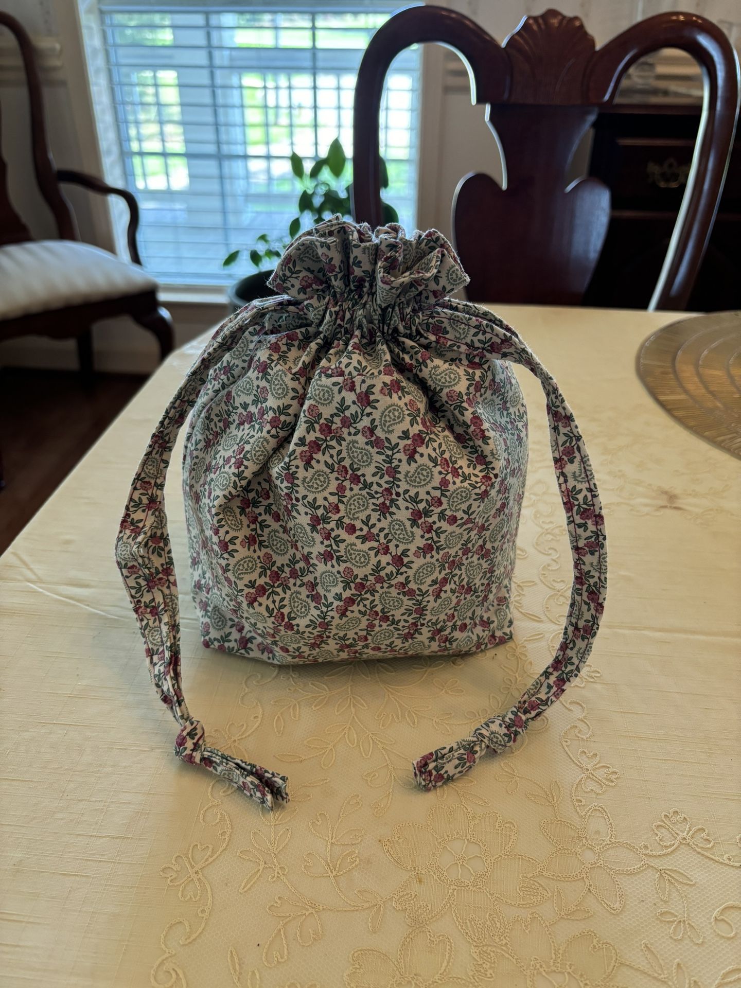 Drawstring Bag - New - Handcrafted - Fully Lined - 8 1/2” Tall - 5 1/2” Wide Bottom