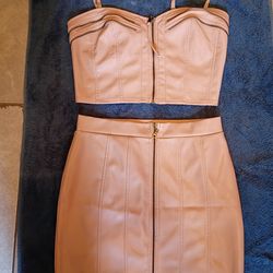 Haute Monde |light pink | zippered cropped top and skirt set