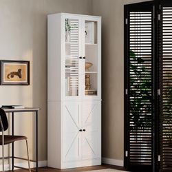 White Bookcase Bookshelf with Doors, 71" Tall Bookcase Wooden Book Shelf with Storage, 5 Tier Book Cabinet Display Shelves Home Decor Furniture for Of