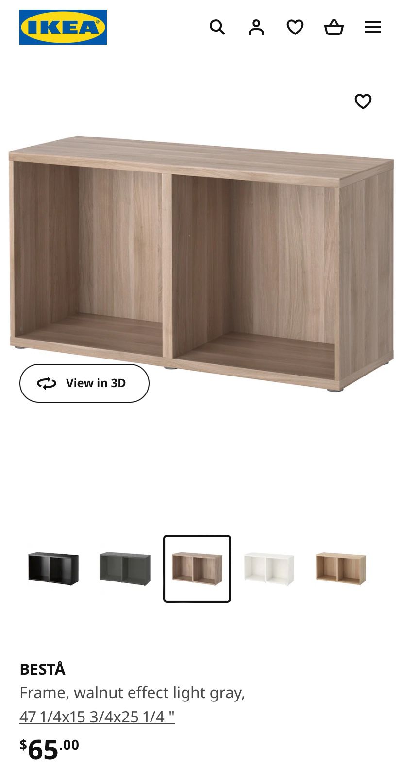 2 IKEA 47” Besta Frame Shelves In Light Grey Oak