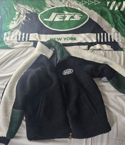 Vintage New York Jets Sherpa Fleece Jacket by First Down