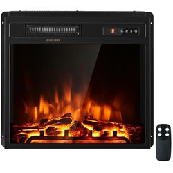 NEW Gymax 18 inch Electric Fireplace Insert Freestanding & Recessed 1500W Stove Heater