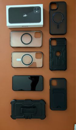 Apple iPhone 11 128GB Black - Unlocked - Full Bundle w/ Original Box, 7 Cases & 4 Privacy Screen Protectors