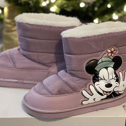 H&M Shoes | Disney x H&M | Padded Boots with Minnie Print Design | Color: Purple | 