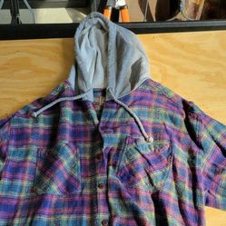Weekends Thick Flannel Shirt With Hood